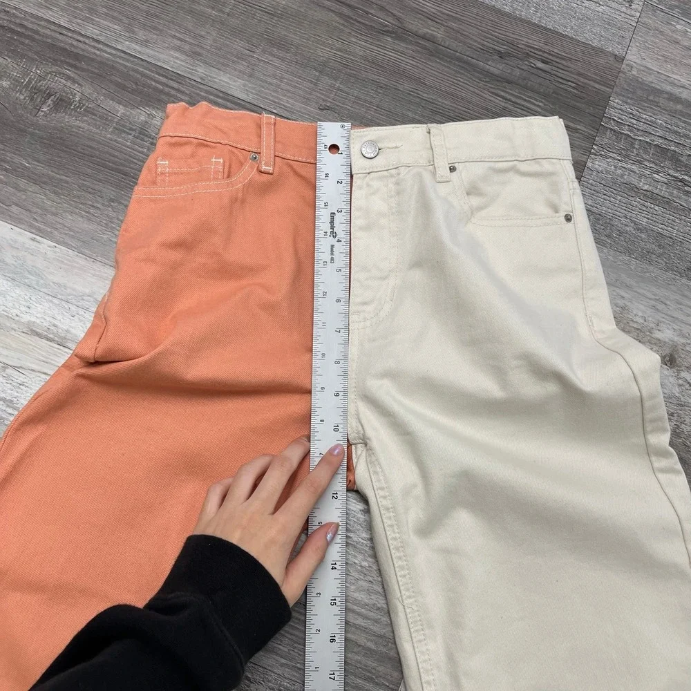 PacSun Kids Muted Clay Gardenia Cream Peachy Girls 12 High Rise Colorblock Pants - Picture 8 of 11